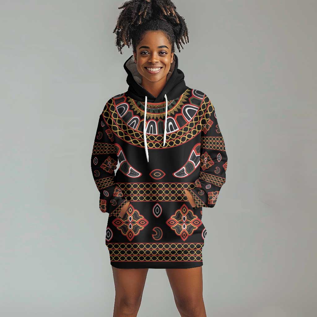 Cameroon Traditional Toghu Pattern Hoodie Dress