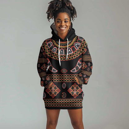 Cameroon Traditional Toghu Pattern Hoodie Dress