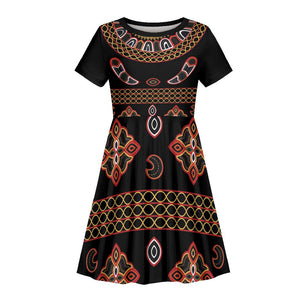 Cameroon Traditional Toghu Pattern Kid Short Sleeve Dress