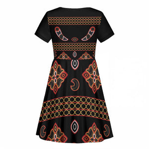 Cameroon Traditional Toghu Pattern Kid Short Sleeve Dress
