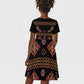 Cameroon Traditional Toghu Pattern Kid Short Sleeve Dress