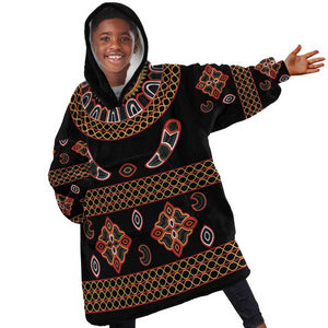 Cameroon Traditional Toghu Pattern Kid Wearable Blanket Hoodie