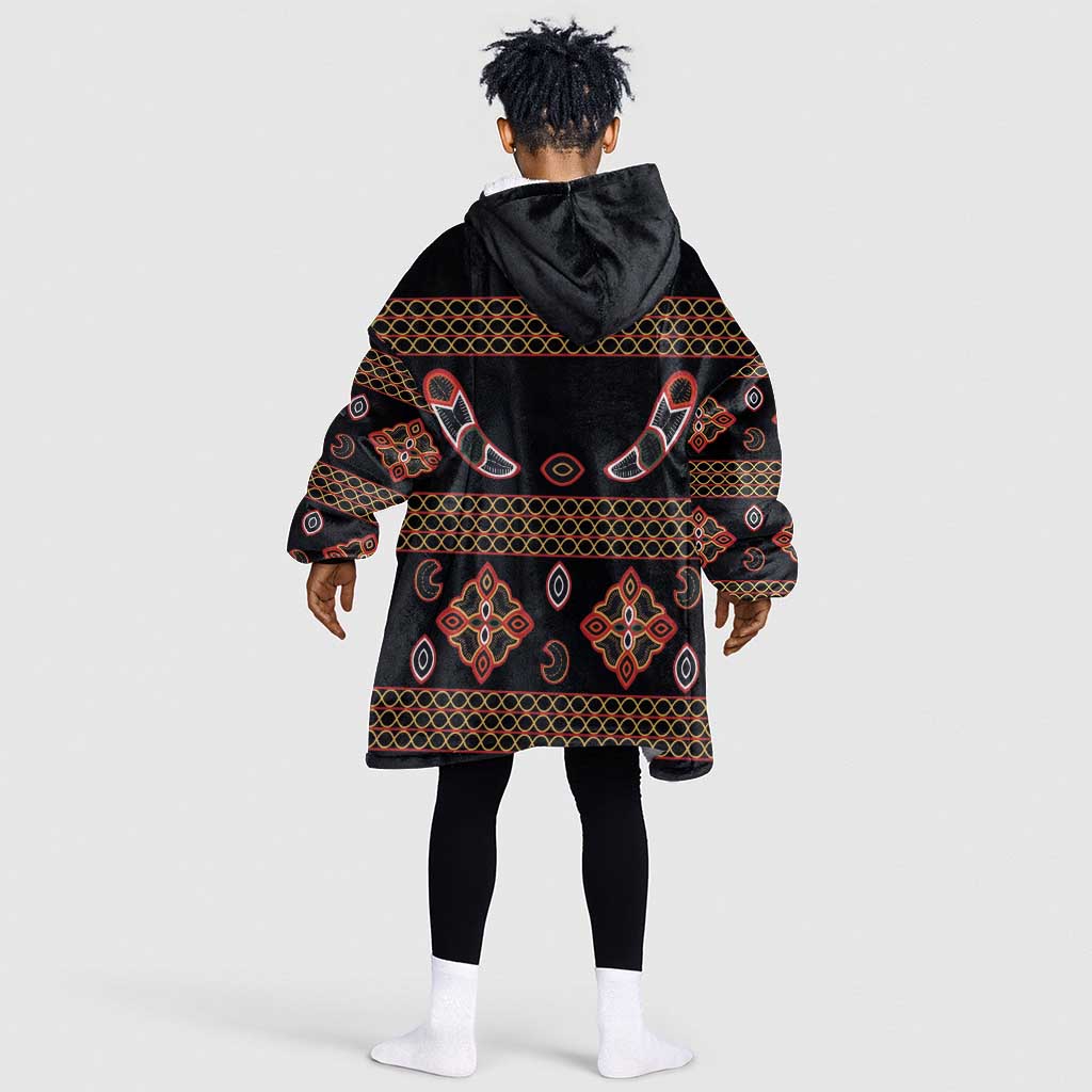 Cameroon Traditional Toghu Pattern Kid Wearable Blanket Hoodie