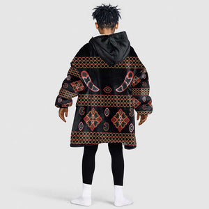 Cameroon Traditional Toghu Pattern Kid Wearable Blanket Hoodie