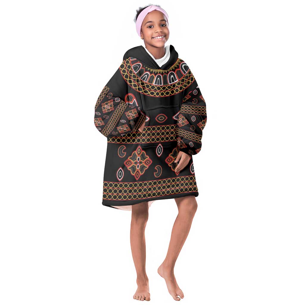 Cameroon Traditional Toghu Pattern Kid Wearable Blanket Hoodie