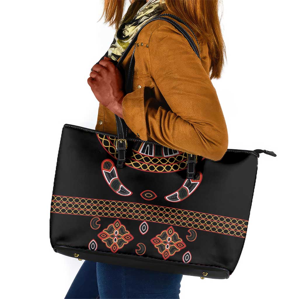 Cameroon Traditional Toghu Pattern Leather Tote Bag