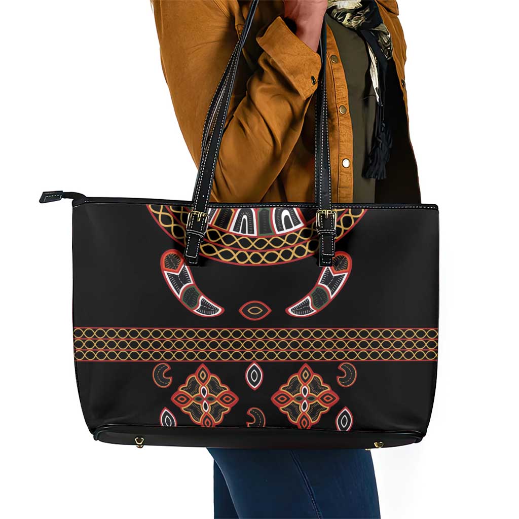 Cameroon Traditional Toghu Pattern Leather Tote Bag
