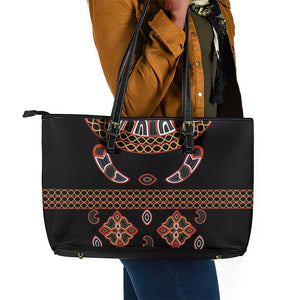 Cameroon Traditional Toghu Pattern Leather Tote Bag
