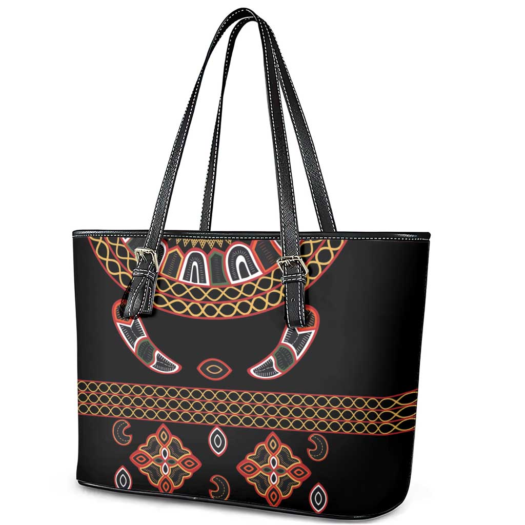 Cameroon Traditional Toghu Pattern Leather Tote Bag