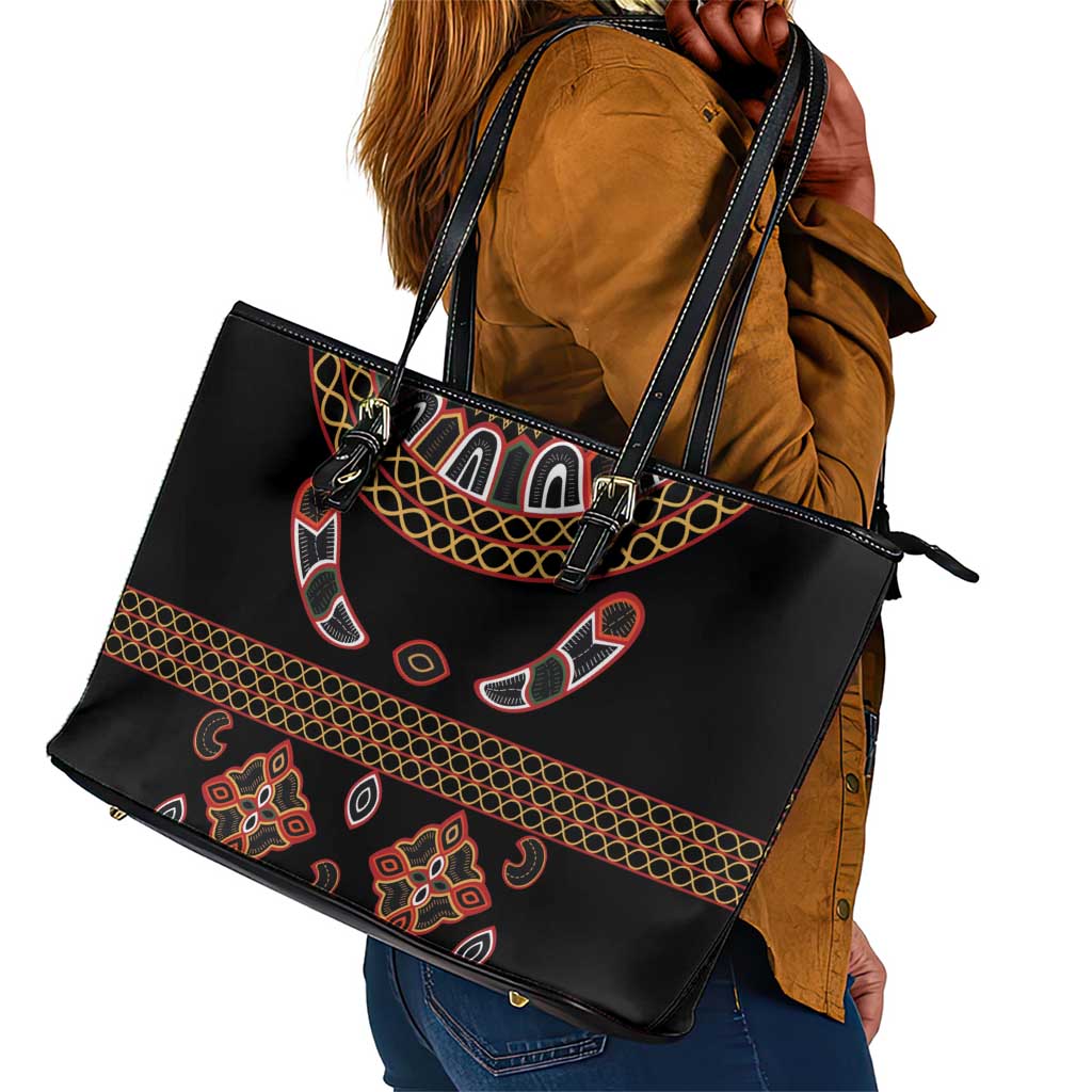 Cameroon Traditional Toghu Pattern Leather Tote Bag