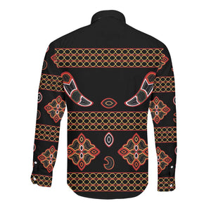 Cameroon Traditional Toghu Pattern Long Sleeve Button Shirt