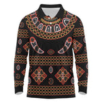 Cameroon Traditional Toghu Pattern Long Sleeve Polo Shirt