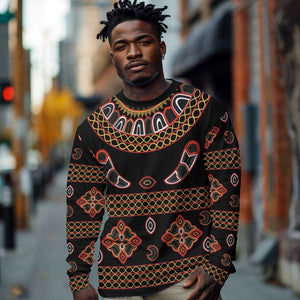 Cameroon Traditional Toghu Pattern Long Sleeve Shirt