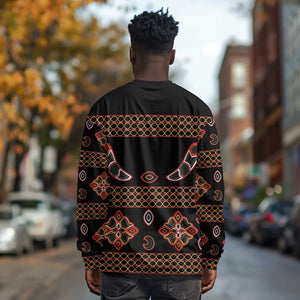 Cameroon Traditional Toghu Pattern Long Sleeve Shirt