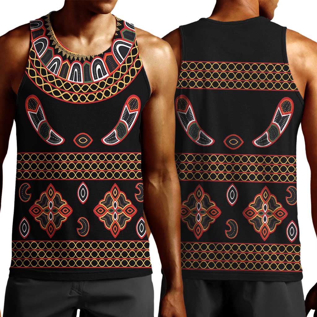 Cameroon Traditional Toghu Pattern Men Tank Top