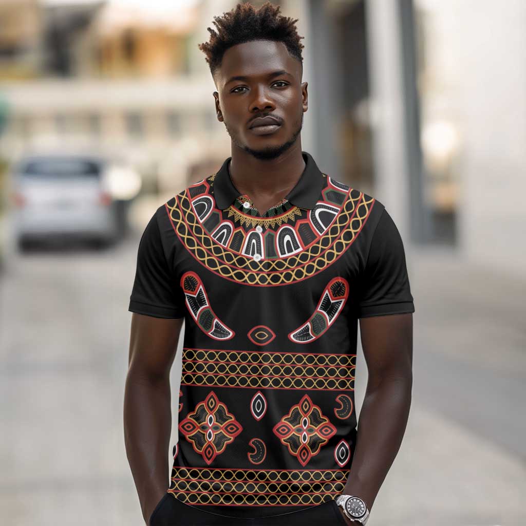 Cameroon Traditional Toghu Pattern Polo Shirt