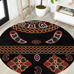 Cameroon Traditional Toghu Pattern Round Carpet