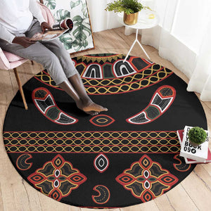 Cameroon Traditional Toghu Pattern Round Carpet