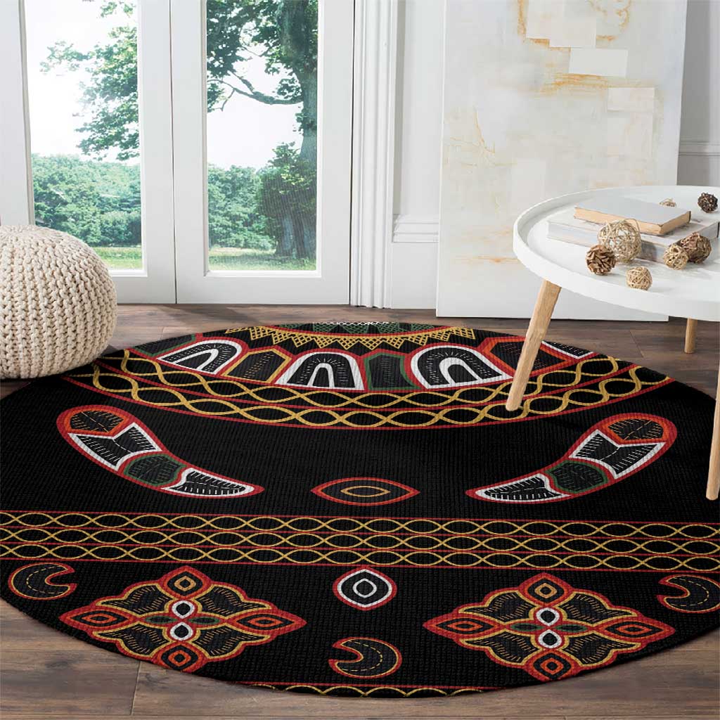 Cameroon Traditional Toghu Pattern Round Carpet