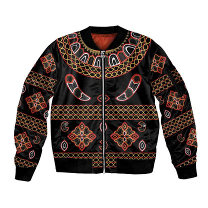 Cameroon Traditional Toghu Pattern Sleeve Zip Bomber Jacket