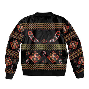 Cameroon Traditional Toghu Pattern Sleeve Zip Bomber Jacket