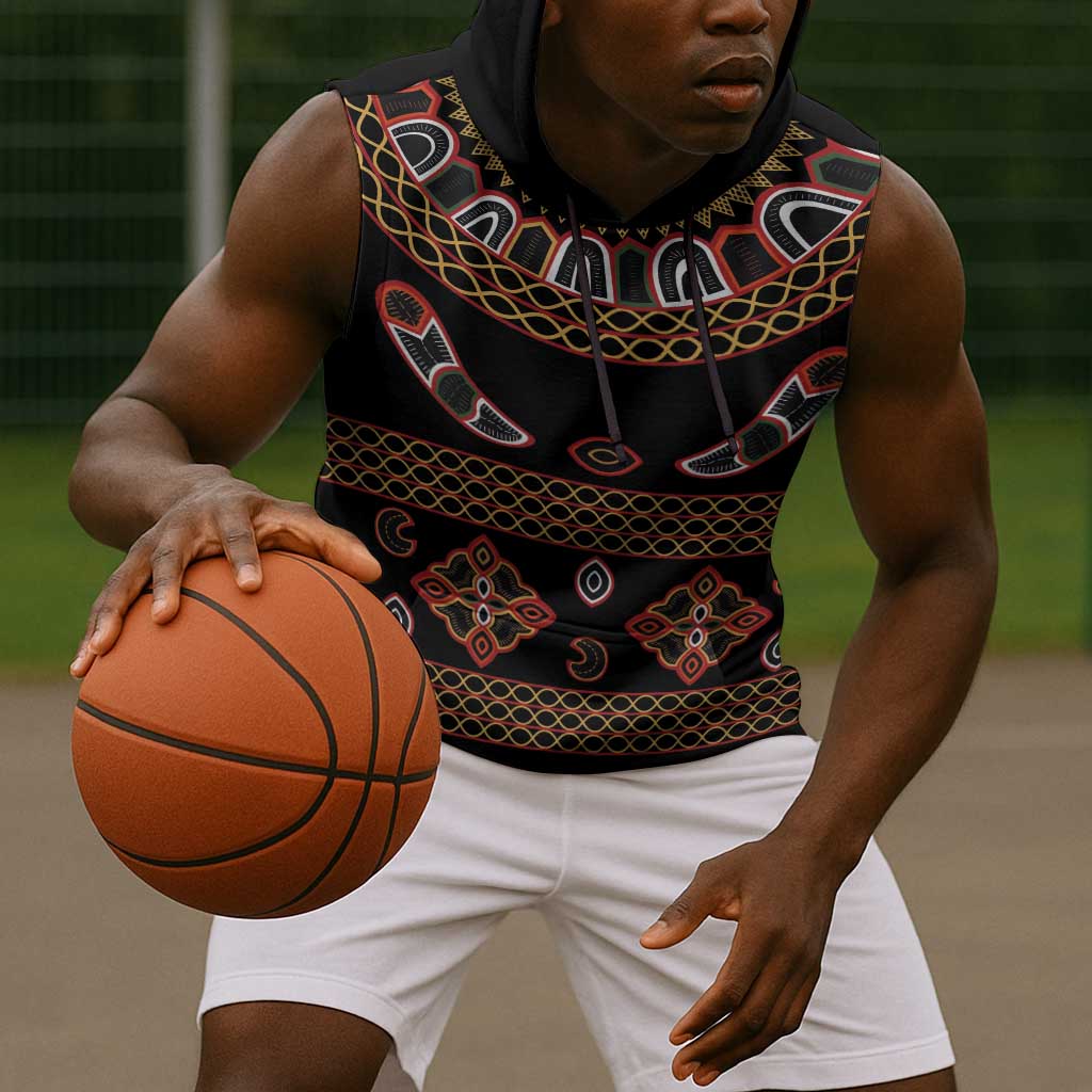 Cameroon Traditional Toghu Pattern Sleeveless Hoodie - African Pride