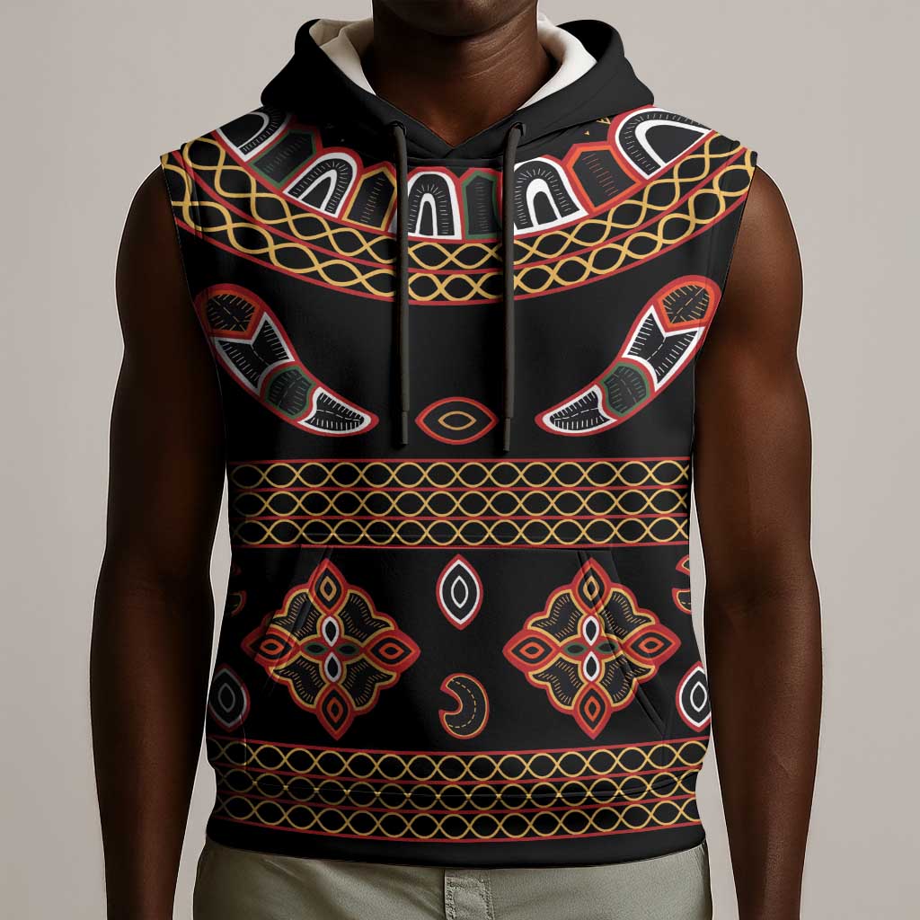 Cameroon Traditional Toghu Pattern Sleeveless Hoodie - African Pride