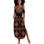Cameroon Traditional Toghu Pattern Summer Maxi Dress