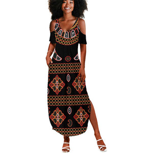 Cameroon Traditional Toghu Pattern Summer Maxi Dress