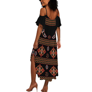 Cameroon Traditional Toghu Pattern Summer Maxi Dress