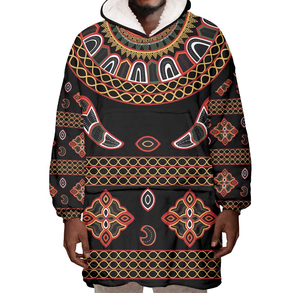 Cameroon Traditional Toghu Pattern Wearable Blanket Hoodie