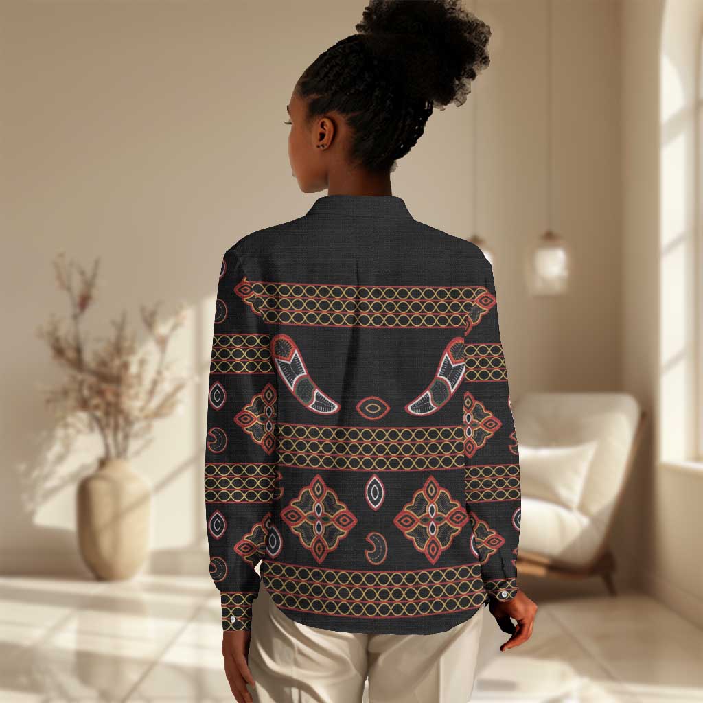 Cameroon Traditional Toghu Pattern Women Casual Shirt