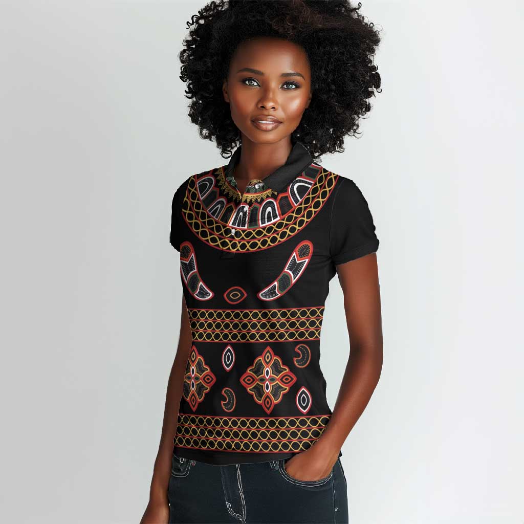 Cameroon Traditional Toghu Pattern Women Polo Shirt