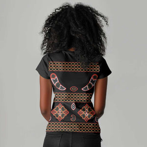Cameroon Traditional Toghu Pattern Women V-Neck T-Shirt