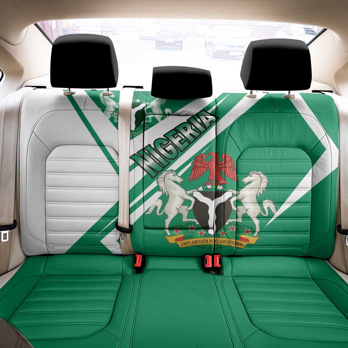 Nigeria Coat Of Arms Sporty Style Back Car Seat Cover