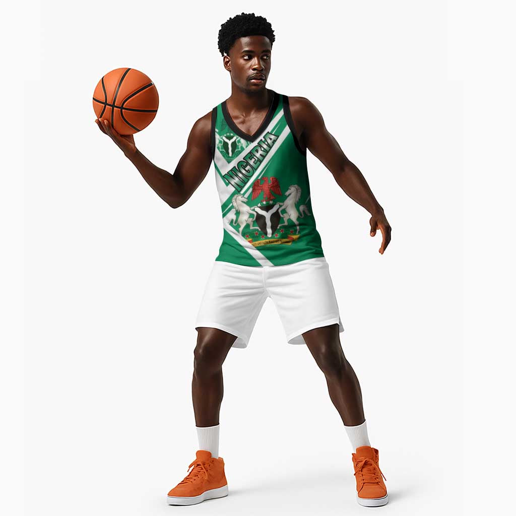 Nigeria Coat Of Arms Sporty Style Basketball Jersey - African Pride