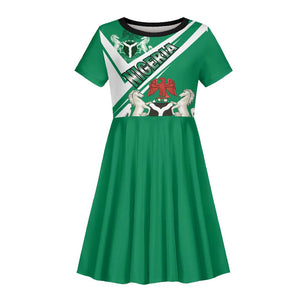 Nigeria Coat Of Arms Sporty Style Kid Short Sleeve Dress