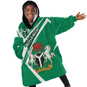Nigeria Coat Of Arms Sporty Style Kid Wearable Blanket Hoodie