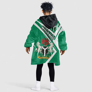Nigeria Coat Of Arms Sporty Style Kid Wearable Blanket Hoodie