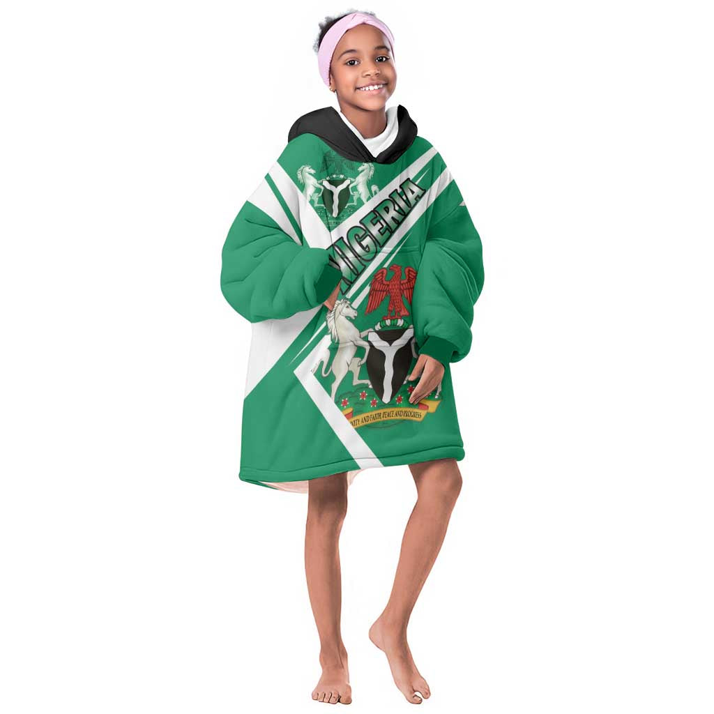 Nigeria Coat Of Arms Sporty Style Kid Wearable Blanket Hoodie