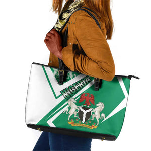 Nigeria Coat Of Arms Sporty Style Leather Tote Bag