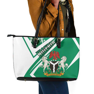 Nigeria Coat Of Arms Sporty Style Leather Tote Bag