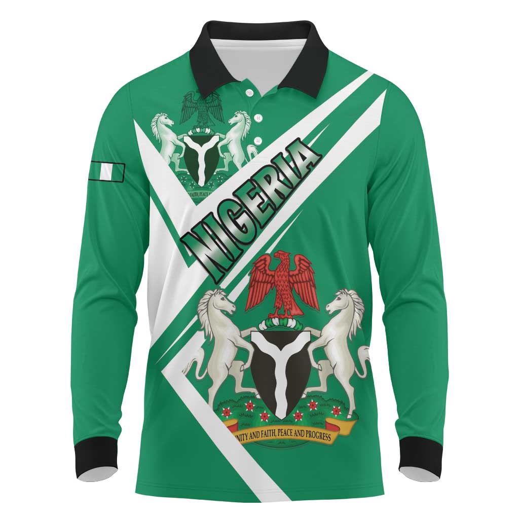 Nigeria Coat Of Arms Sporty Style Long Sleeve Polo Shirt