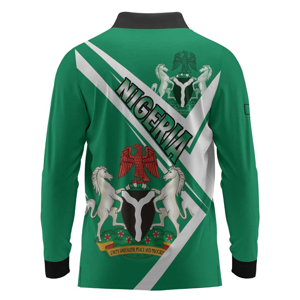 Nigeria Coat Of Arms Sporty Style Long Sleeve Polo Shirt