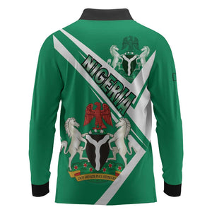 Nigeria Coat Of Arms Sporty Style Long Sleeve Polo Shirt