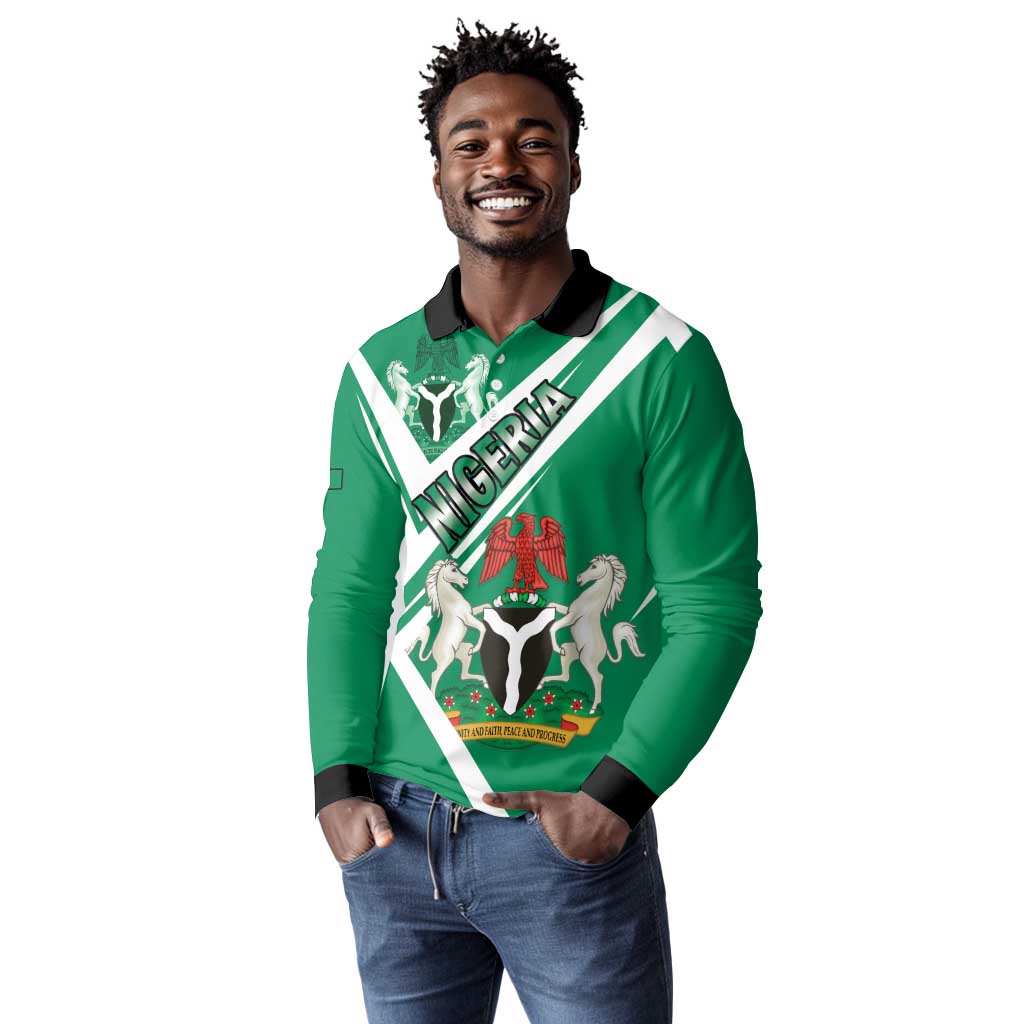 Nigeria Coat Of Arms Sporty Style Long Sleeve Polo Shirt