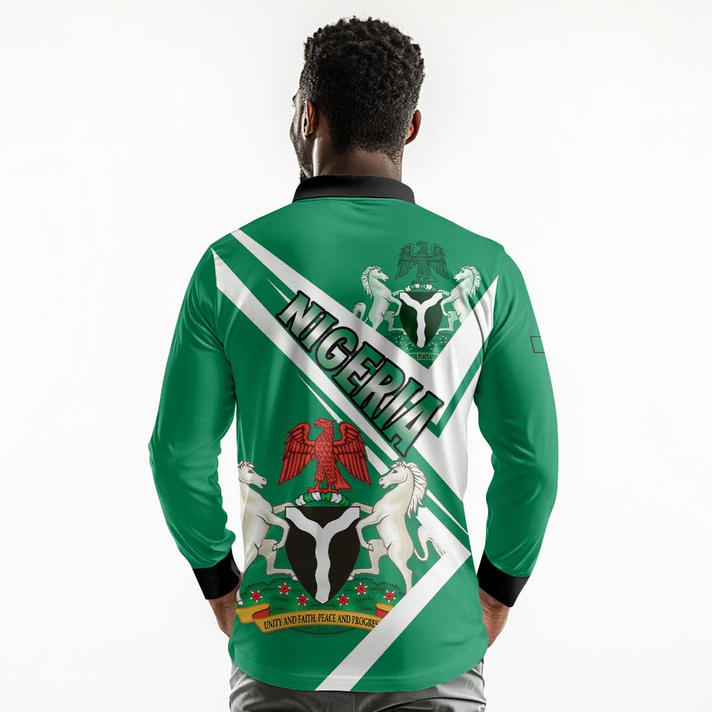 Nigeria Coat Of Arms Sporty Style Long Sleeve Polo Shirt