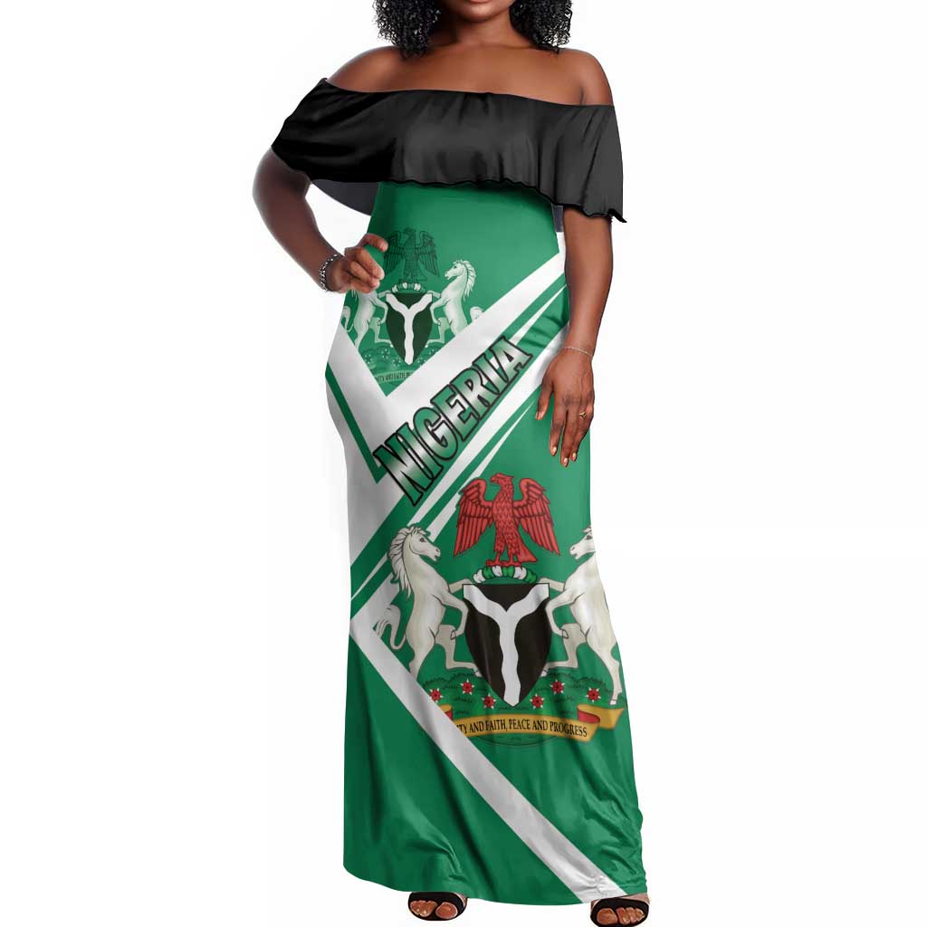 Nigeria Coat Of Arms Sporty Style Off Shoulder Maxi Dress