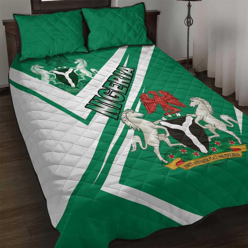 Nigeria Coat Of Arms Sporty Style Quilt Bed Set
