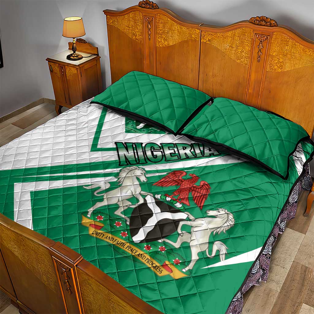 Nigeria Coat Of Arms Sporty Style Quilt Bed Set